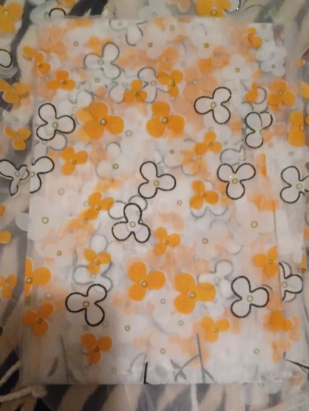 - 4 White & Orange Floral Print Curtains For Home Decor